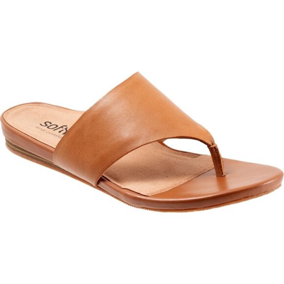 SoftWalk Women's Chandler Tan Beige Leather Thong Sandal Size 6 - Picture 1 of 7